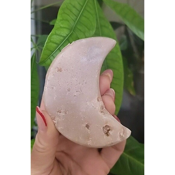 Pink Amethyst Moon with Amethyst Crescent Moon Crystal 155 G Brazil 4 In